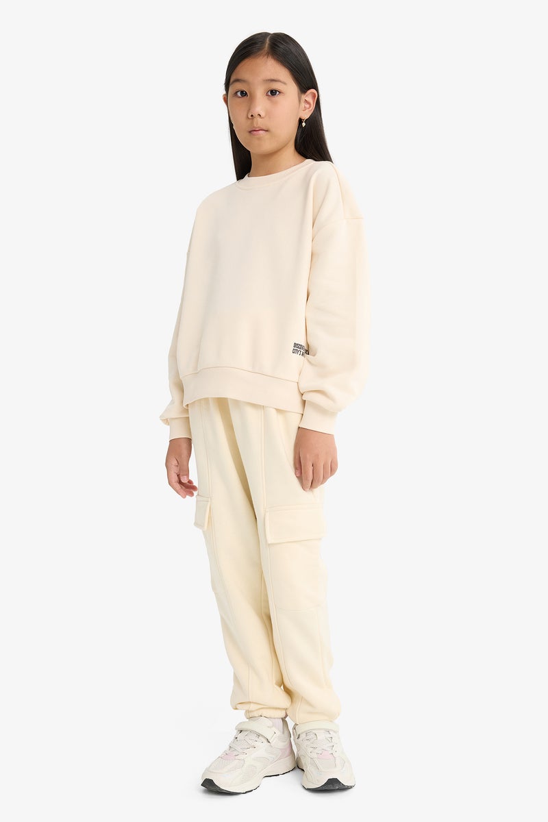 DeFacto Beige Girl Girl Elastic Waist Cargo Jogger Sweatpants Casual - Image 3